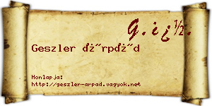 Geszler Árpád névjegykártya