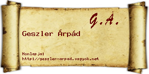 Geszler Árpád névjegykártya